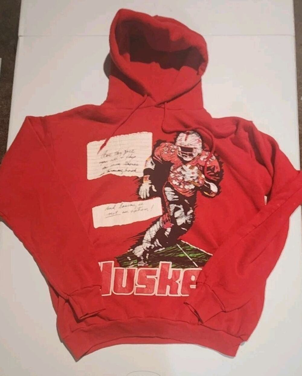 University Of Nebraska Huskers Hoodie Size Large Football Made In USA